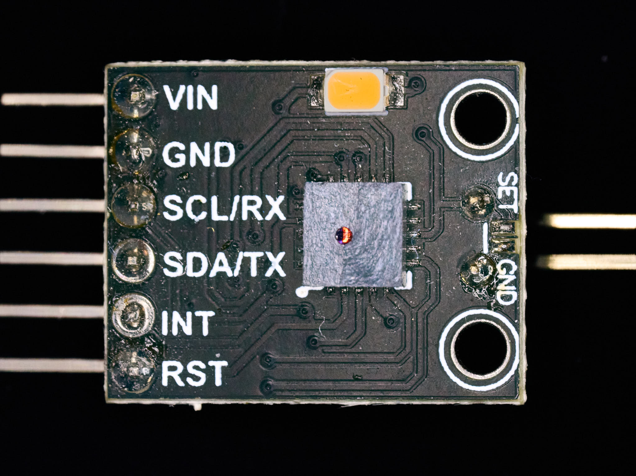 Photograph of sensor on breakout board